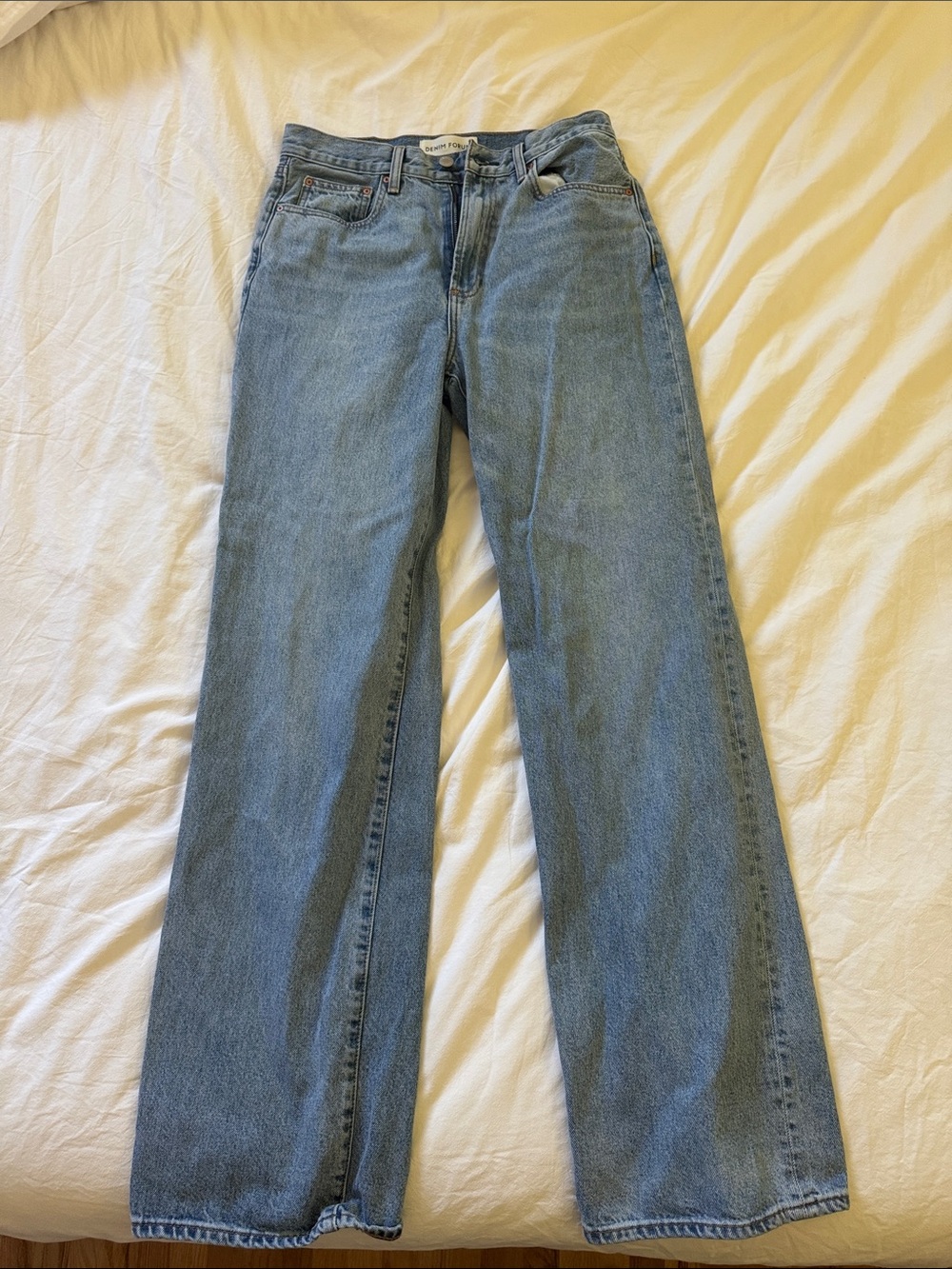 Denim Forum The Farrah Hi-Rise Wide Light Blue Wide Leg Jeans